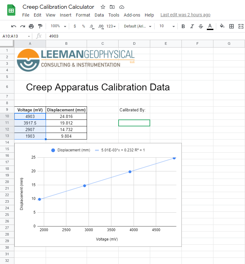 Creep Apparatus Calculator.