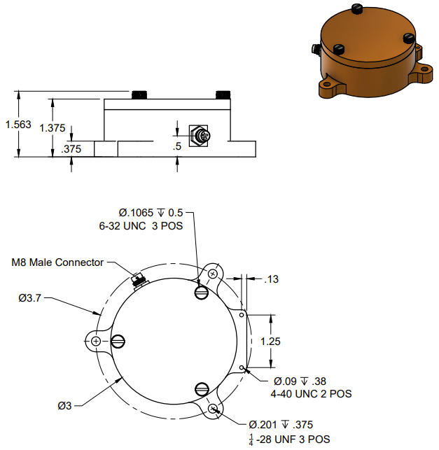 Dimension drawing of the instrument